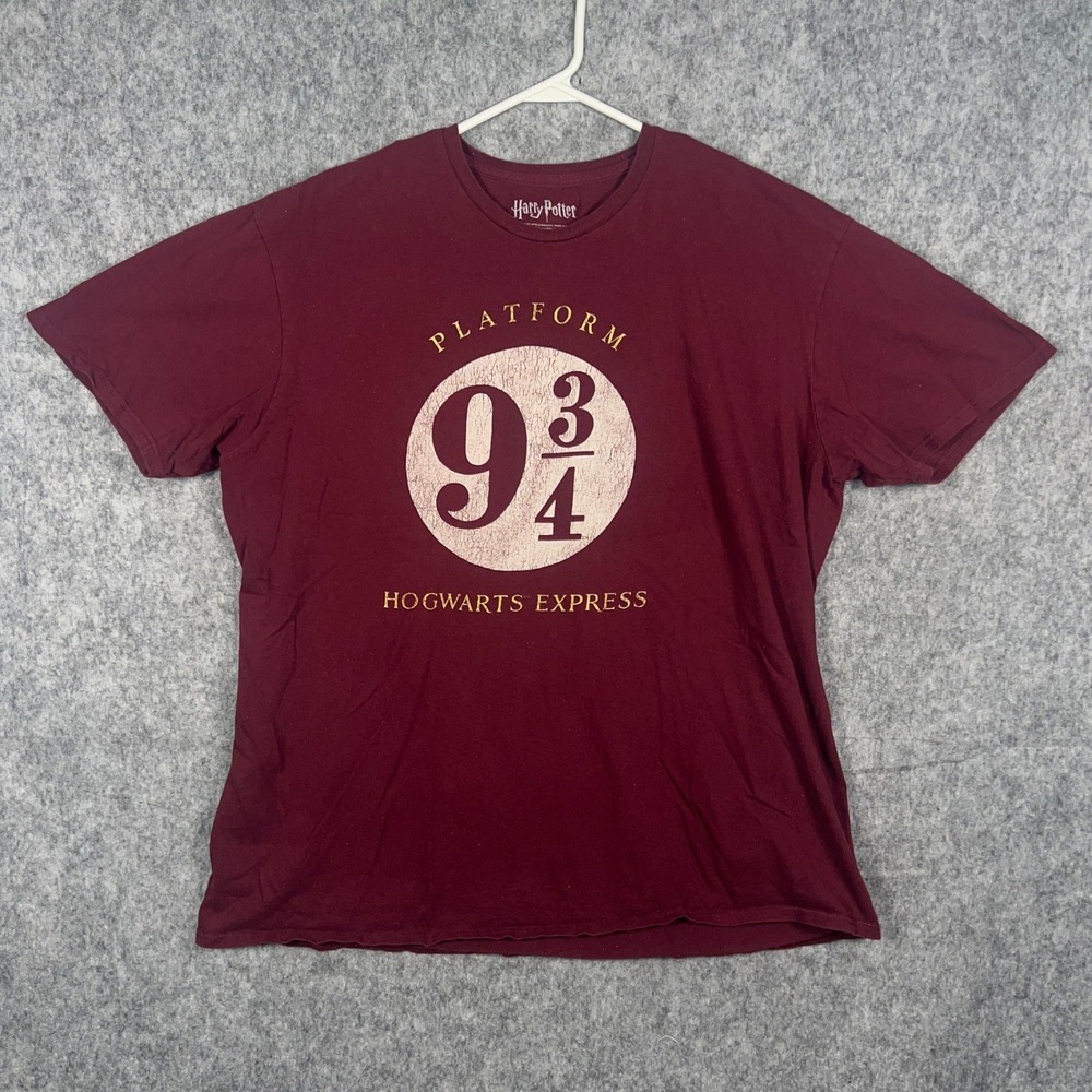 Harry Potter Platform 9 3/4 Hogwarts Express Graphic T-Shirt Maroon Mens 2XL
